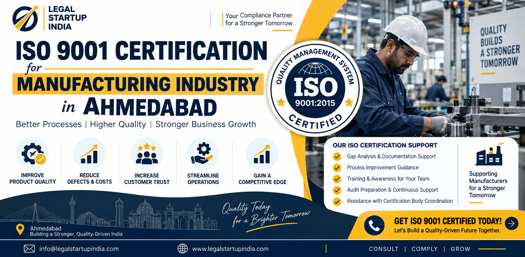 ISO 9001 Certification for Manufacturing Industry in Ahmedabad