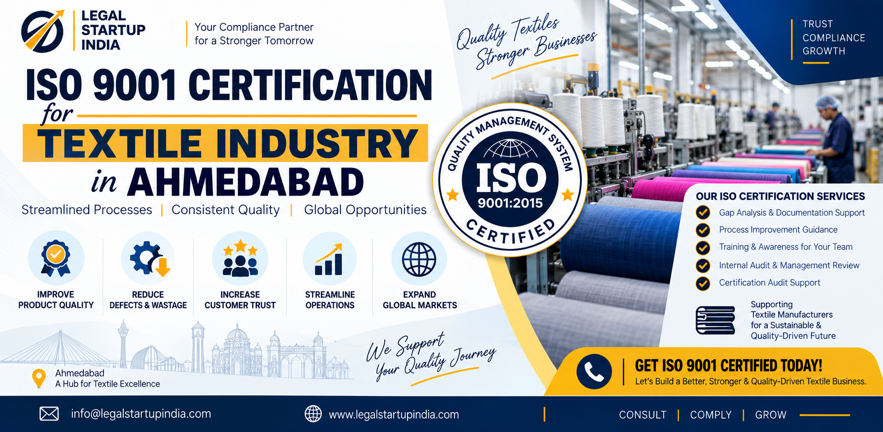 ISO 9001 Certification for Textile Industry in Ahmedabad
