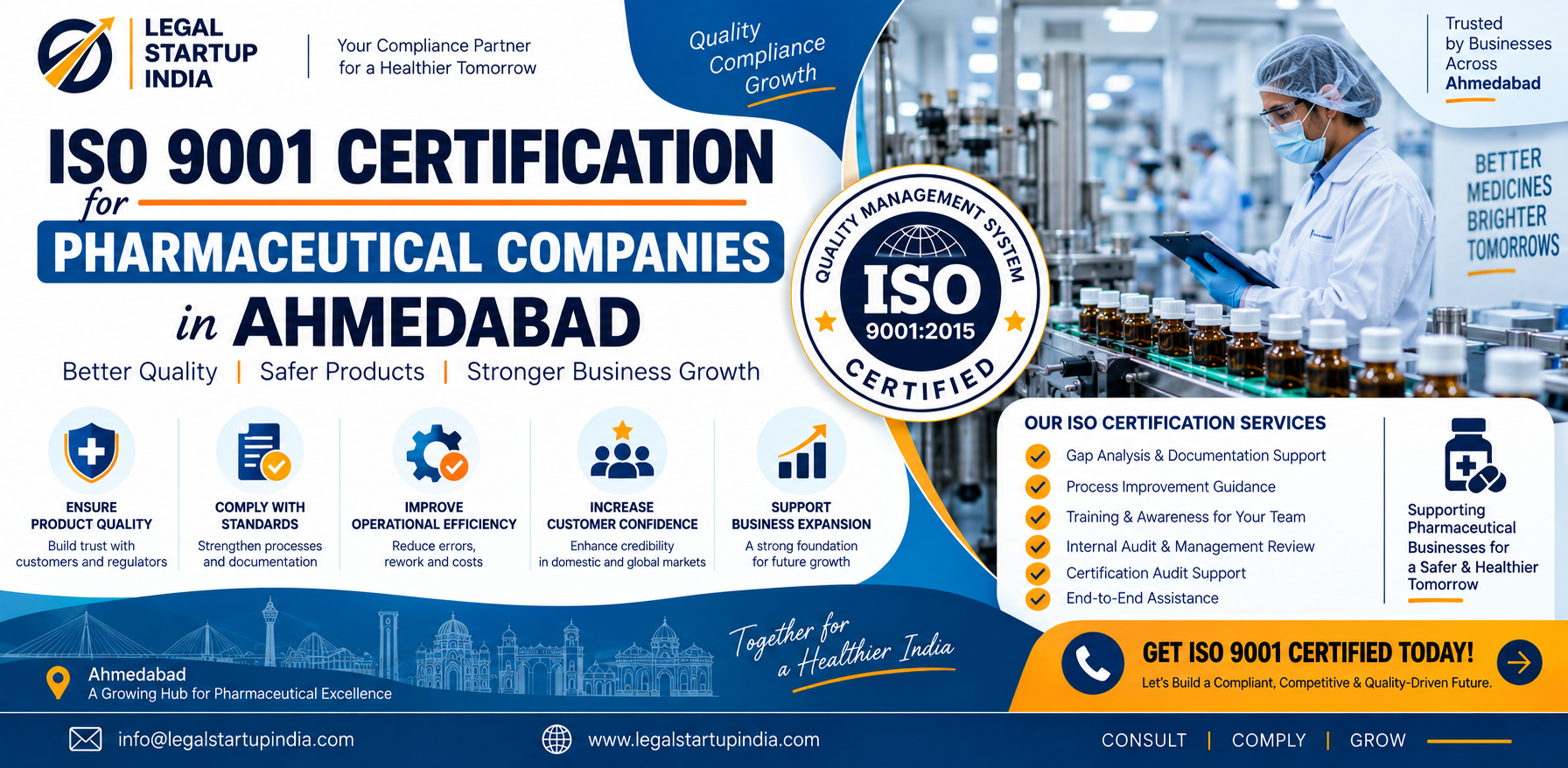 ISO 9001 Certification for Pharmaceutical Companies in Ahmedabad