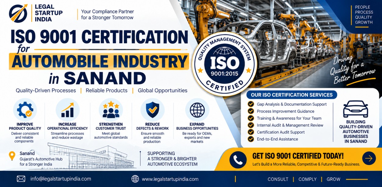 ISO 9001 Certification for Automobile Industry in Sanand