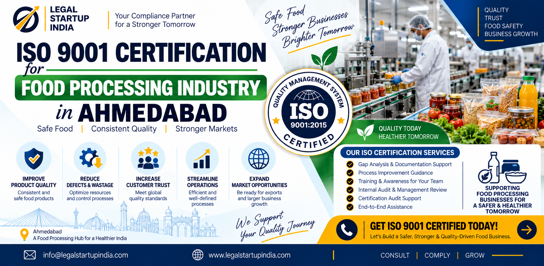 ISO 9001 Certification for Food Processing Industry in Ahmedabad